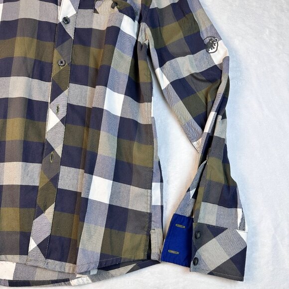 Mammut Men’s Plaid Button-Up Shirt Blue Green White Size S Flannel Hiker Wear - Picture 7 of 9